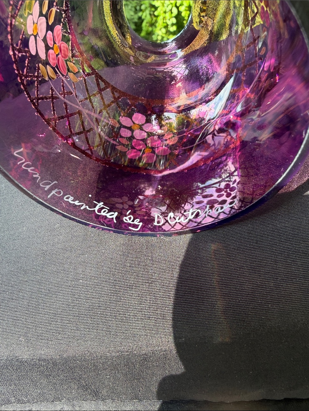 Fenton Iridescent Purple 3 Piece Fairy Light with Hand-Painted Floral Band - Picture 7 of 9